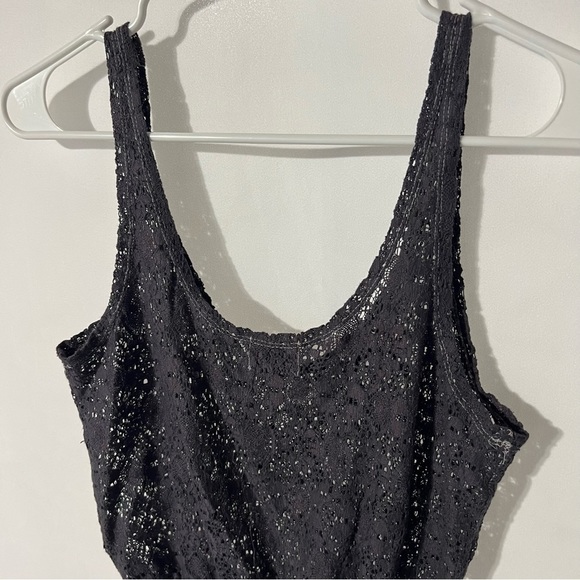Black Poppy Boho Lace Crop Tank Top in Size Small - Picture 4 of 6